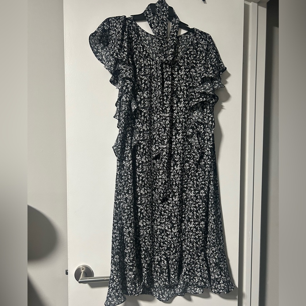 Black, mid length flowy dress